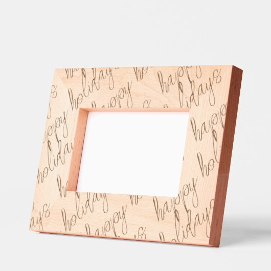 ハッピーホリデーズエッチングウッドタイポグラフィタイムレスジョイ レーザー彫刻フレーム (左)