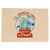 ハッピーホリデーズエレガントクリスマスチャイルドフェスティバル ラージペーパーバッグ (裏面)