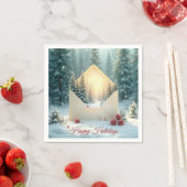 ハッピーホリデーズエンベロープウィンターフォレスト スタンダードカクテルナプキン (インサイチュ)