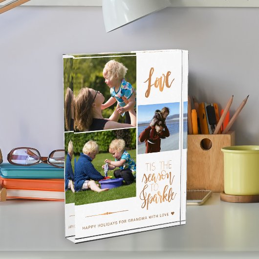 ハッピーホリデーズオグランマラブ金ゴールドタイポグラフィ フォトブロック