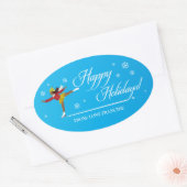 ハッピーホリデーズオンアイス 楕円形シール (封筒)