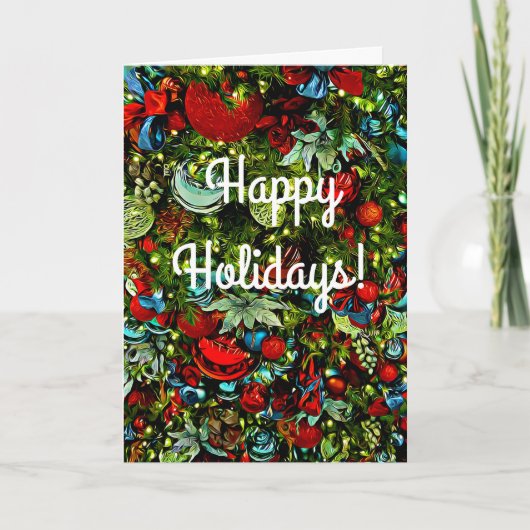 ハッピーホリデーズオーナメントきらきら光るクリスマスカード カード (正面)