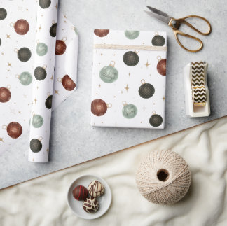 ハッピーホリデーズオーナメントニュートラルフェスティバルギフト ラッピングペーパー