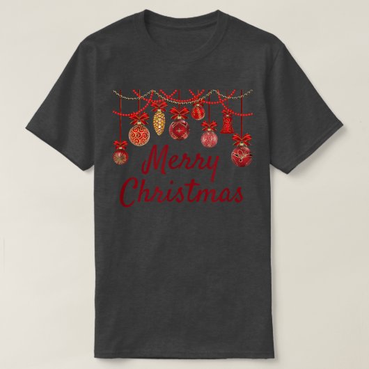 ハッピーホリデーズオーナメントメリークリスマスハヌカー Tシャツ (デザイン正面)