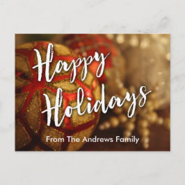 ハッピーホリデーズオーナメント写真&タイポグラフィ シーズンポストカード