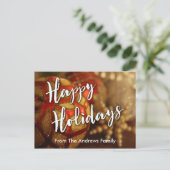 ハッピーホリデーズオーナメント写真&タイポグラフィ シーズンポストカード (スタンド正面)