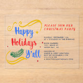 ハッピーホリデーズオールクリスマスおもしろいデザイン アクリル招待状 (正面)