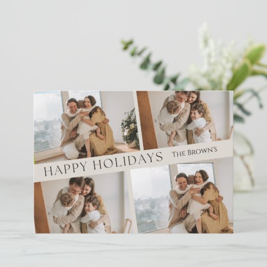 ハッピーホリデーズカスタマイズ可シンプル能なクリスマスカード 招待状 (スタンド正面)