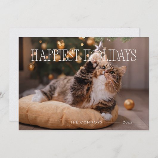 ハッピーホリデーズカスタムクリスマス猫かわいい シーズンカード (正面/裏面)