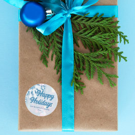 ハッピーホリデーズカスタムビューティフルブルースノーフレーク ラウンドシール