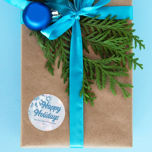 ハッピーホリデーズカスタムビューティフルブルースノーフレーク ラウンドシール