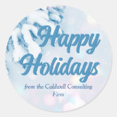 ハッピーホリデーズカスタムビューティフルブルースノーフレーク ラウンドシール (正面)