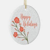 ハッピーホリデーズカスタムファミリーフォトクリスマス セラミックオーナメント (右)