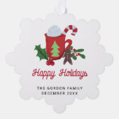 ハッピーホリデーズカスタムホットココアチョコレートカワイト オーナメントカード (正面)