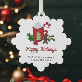 ハッピーホリデーズカスタムホットココアチョコレートカワイト オーナメントカード