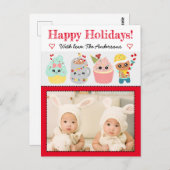 ハッピーホリデーズカットカラフルかわいいクッキークリスマス ポストカード (正面/裏面)