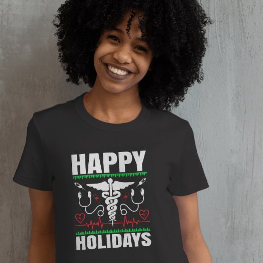 ハッピーホリデーズカドゥセウスメディカルテーマクリスマス Tシャツ