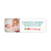 ハッピーホリデーズカラフルフォト差出人住所 ラベル (正面)