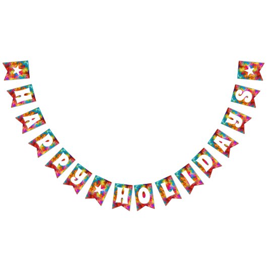 ハッピーホリデーズカラフルレインボー バンティングフラッグ (全)