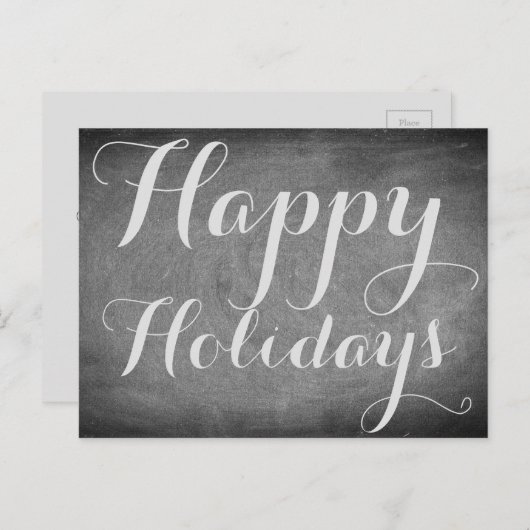 ハッピーホリデーズカルクボードタイポグラフィカスタムカード シーズンポストカード (正面/裏面)