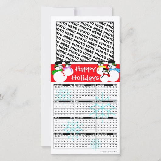 ハッピーホリデーズカレンダー2011フォトカード雪だるま シーズンカード (正面)