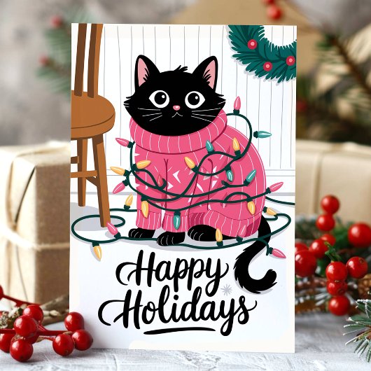 ハッピーホリデーズカワイイ包まれたトインライト シーズンカード