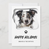 ハッピーホリデーズカワイイ白黒ドッグクリスマス シーズンカード (正面)