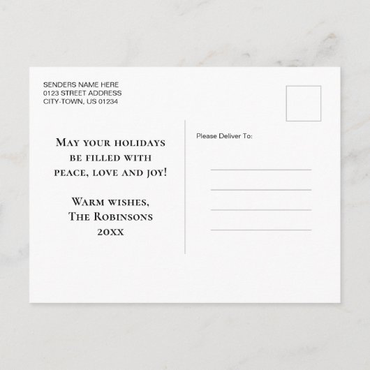 ハッピーホリデーズカントリーエレガントウィンターススプルース シーズンポストカード (裏面)