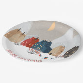 ハッピーホリデーズカントリービレッジウィンターシーン ペーパープレート (アングル)