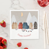 ハッピーホリデーズカントリー初期のビレッジウィンター スタンダードランチョンナプキン (インサイチュ)