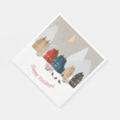 ハッピーホリデーズカントリー初期のビレッジウィンター スタンダードランチョンナプキン (角)