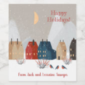 ハッピーホリデーズカントリー初期のビレッジウィンター ワインラベル (シングルラベル)