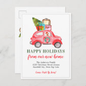 ハッピーホリデーズカーツリー新しいホームクリスマスムービング 案内ポストカード (正面/裏面)