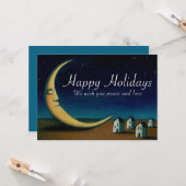 ハッピーホリデーズカードナイトスカイと三日月 カード (正面/裏面インサイチュ)