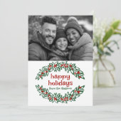 ハッピーホリデーズガーランドカスタムフォトクリスマス シーズンカード (スタンド正面)