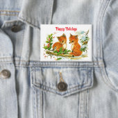 ハッピーホリデーズキツネボタンピン 缶バッジ (インサイチュ)