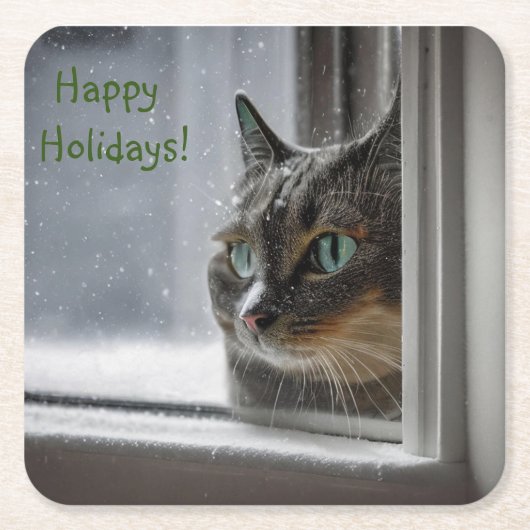 ハッピーホリデーズキティキャットコースター スクエアペーパーコースター (正面)