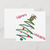 ハッピーホリデーズキャットフラットホリデーグリーティングカード (正面/裏面)