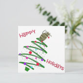 ハッピーホリデーズキャットフラットホリデーグリーティングカード (スタンド正面)