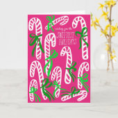 ハッピーホリデーズキャニーズスイートピンククリスマス カード (黄色い花)