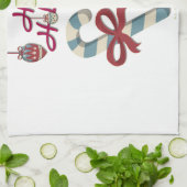 ハッピーホリデーズキャンディーケーンハート キッチンタオル (折り畳み)