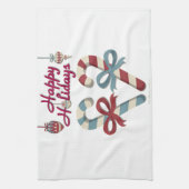 ハッピーホリデーズキャンディーケーンハート キッチンタオル (縦)