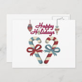ハッピーホリデーズキャンディーケーンハート シーズンポストカード (正面/裏面)