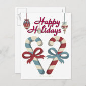 ハッピーホリデーズキャンディーケーンハート シーズンポストカード (正面/裏面)