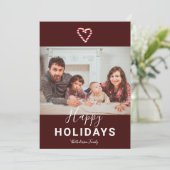 ハッピーホリデーズキャンディーケーンフォトレッドクリスマス 案内状 (スタンド正面)