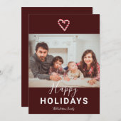 ハッピーホリデーズキャンディーケーンフォトレッドクリスマス 案内状 (正面/裏面)