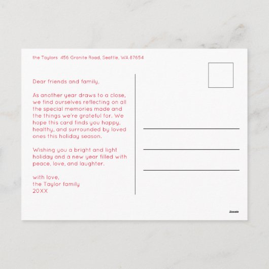 ハッピーホリデーズキャンドルカカスタムネスPHOTOクリスマス シーズンポストカード (裏面)