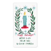 ハッピーホリデーズキャンドルハンドドローカスタムドギフト ラベル (正面)