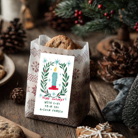 ハッピーホリデーズキャンドルハンドドローカスタムドギフト ラベル