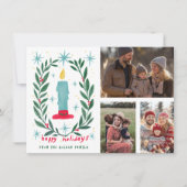 ハッピーホリデーズキャンドルハンドドローカスタムド3枚 カード (正面)